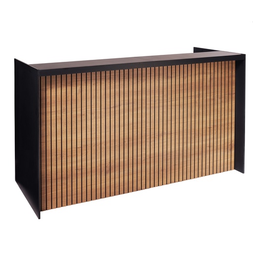 Bar zwart met houten latjes 190cm